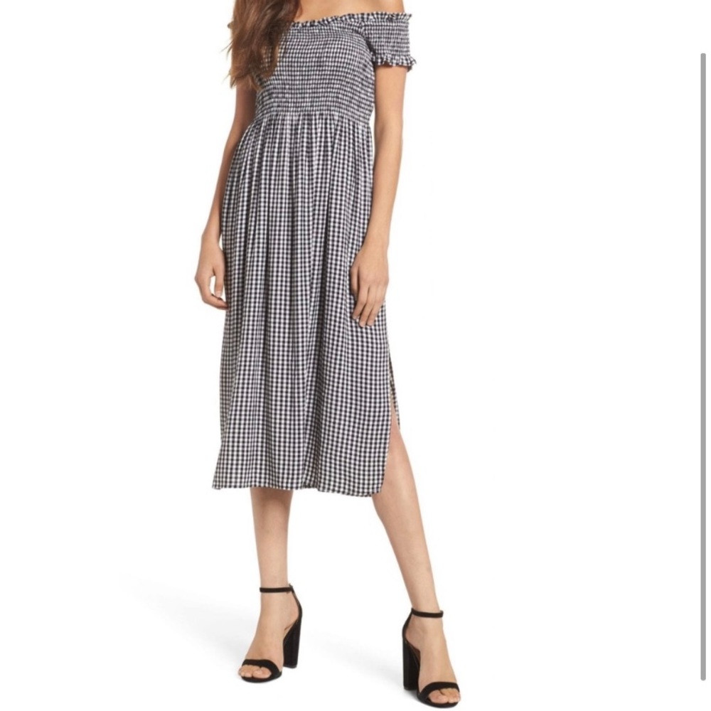 Black and White Gingham Midi Dress